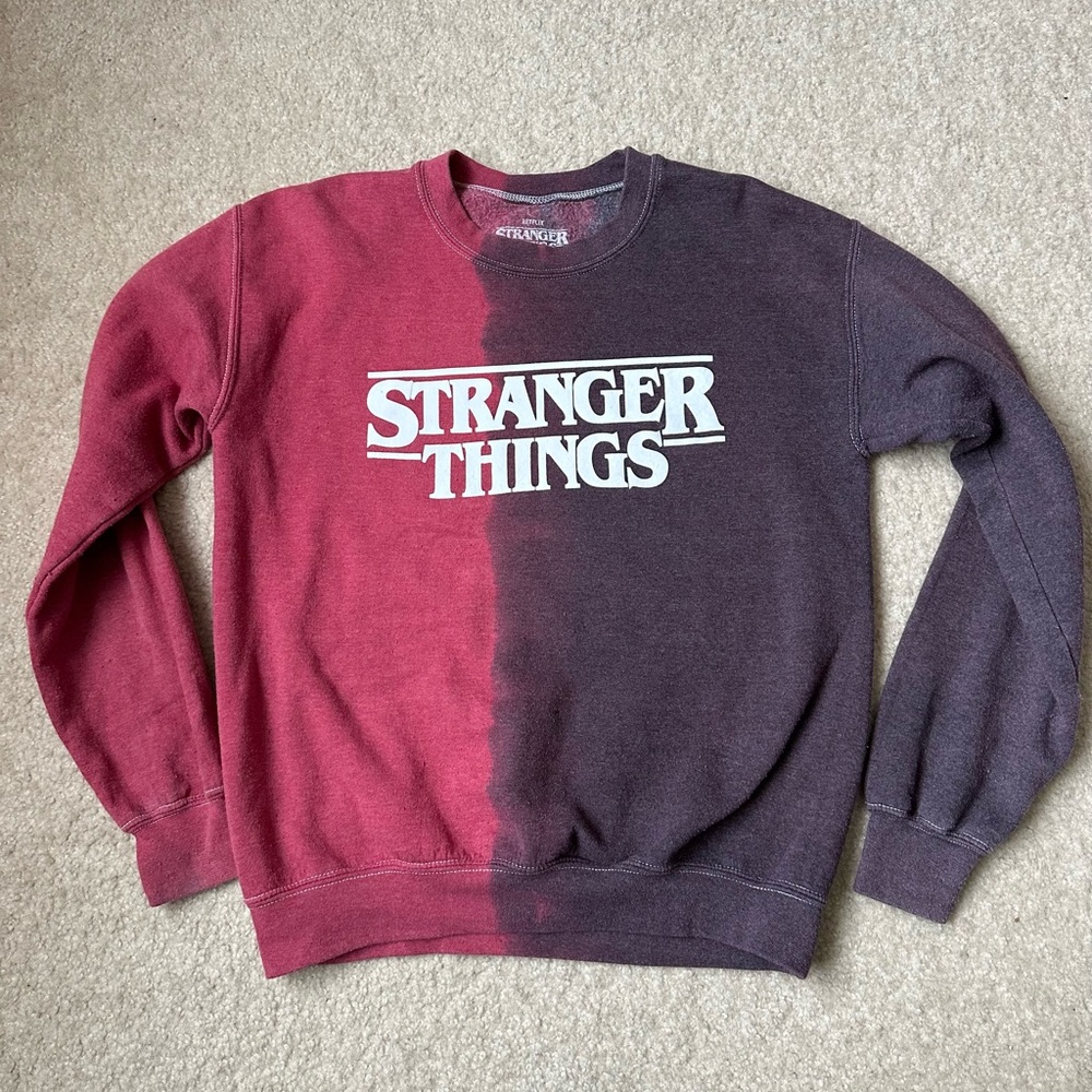 Stranger Things Logo Split Tie-Dye Crewneck sweatshirt